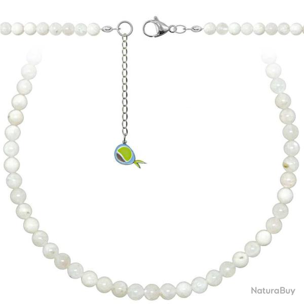 Collier en pierre de lune blanche - Perles rondes 6 mm - 70 cm
