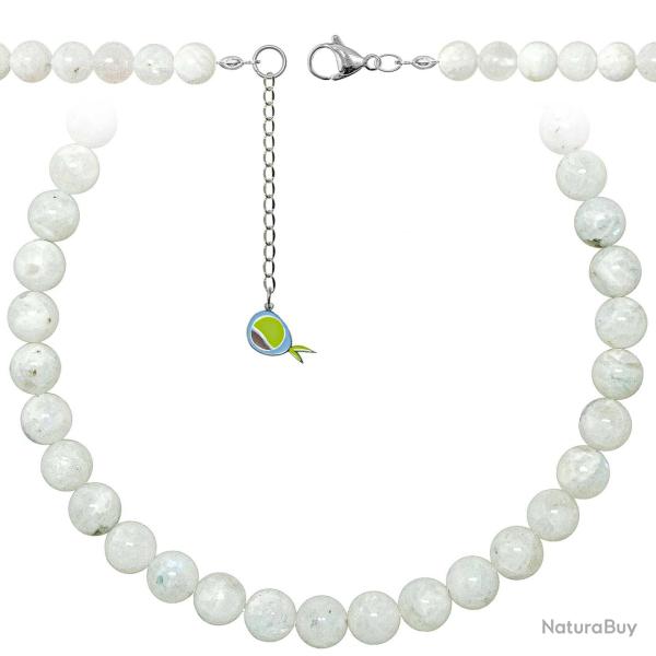 Collier en pierre de lune blanche - Perles rondes 10 mm - 90 cm