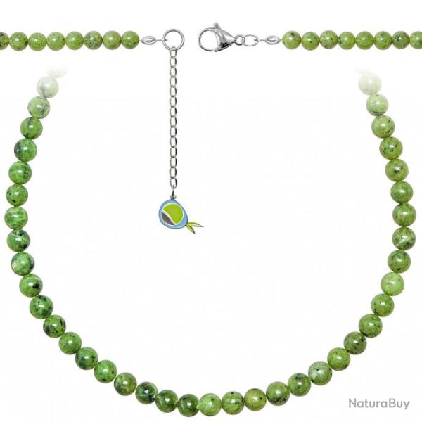 Collier en jade n�phrite - Perles rondes 6 mm - 60 cm