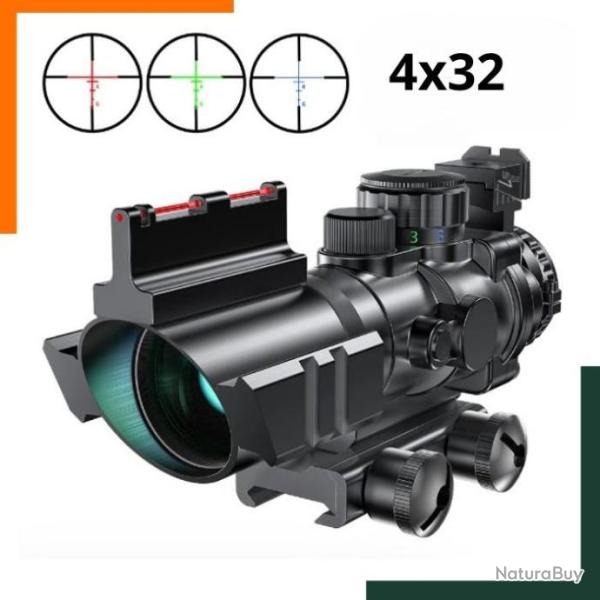 Point rouge tactique 4x32 pour rail 20 mm - Triple illumination - Noir