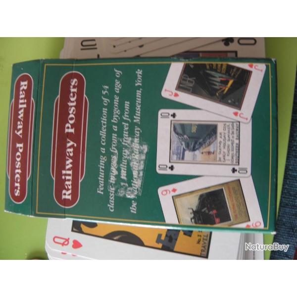 vintage cartes � jouer, th�me affiches de chemin de fer 1999