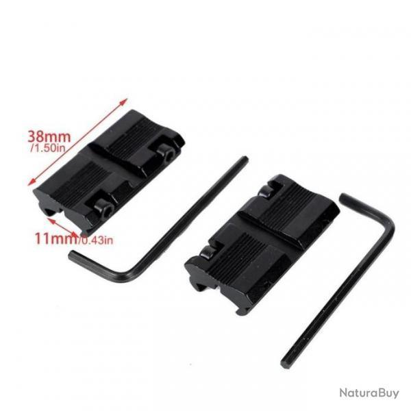 Rail adaptateur 11mm vers 20mm 3 slots