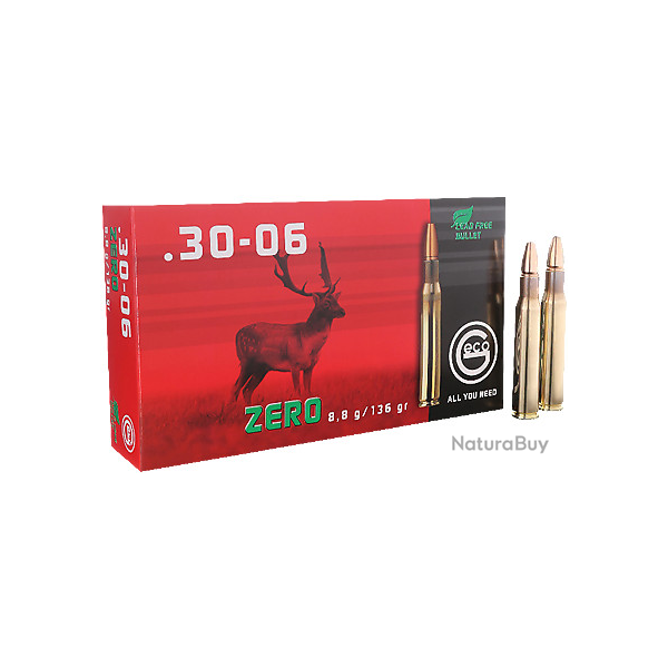 2 BOITES 20 CARTOUCHES GECO ZERO CAL .30-06 8.8gr