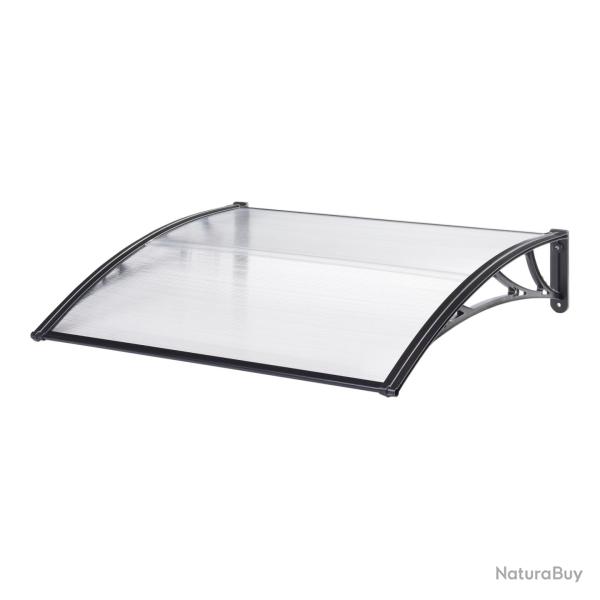 Auvent de porte d'entr�e design marquise d'accueil r�sistante aux intemp�ries 150 x 100 cm noir tra