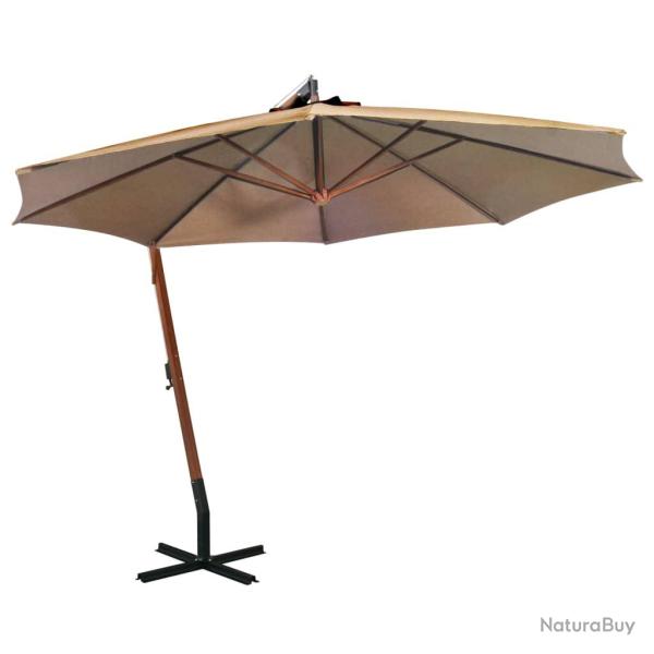 Parasol suspendu avec m�t taupe 3,5 x 2,9 m bois de sapin massif 02_0008719