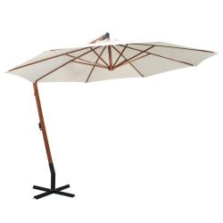 Parasol 350 cm poteau de bois blanc 02_0008037