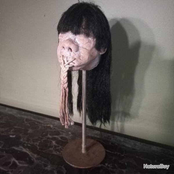 Superbe t�te r�duite reproduite � l'identique des tribus provenant du peuple Shuar