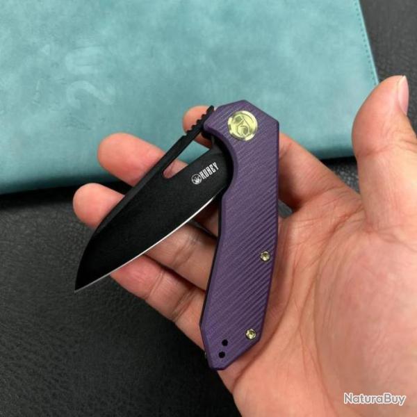 Couteau KUBEY Vagrant Purple Manche G10 Lame Acier M390 Black IKBS Linerlock Clip KUB291W