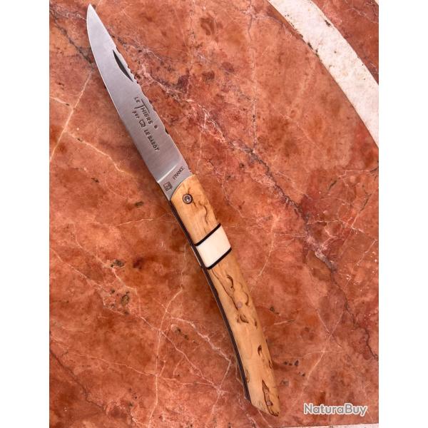 Couteau de poche LE THIERS  manche Bouleau Finlandais insert dent Phacoch�re