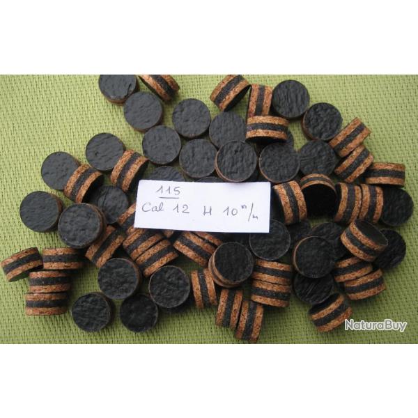 115  bourres  1�re  qualit�  2  li�ges  et  feutre  noir  cal  12  hauteur  10 mm