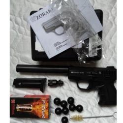 ZORAKI 906, PAK, neuf, embout long self gomm, munitions, holster, huile, lunettes,divers accessoires