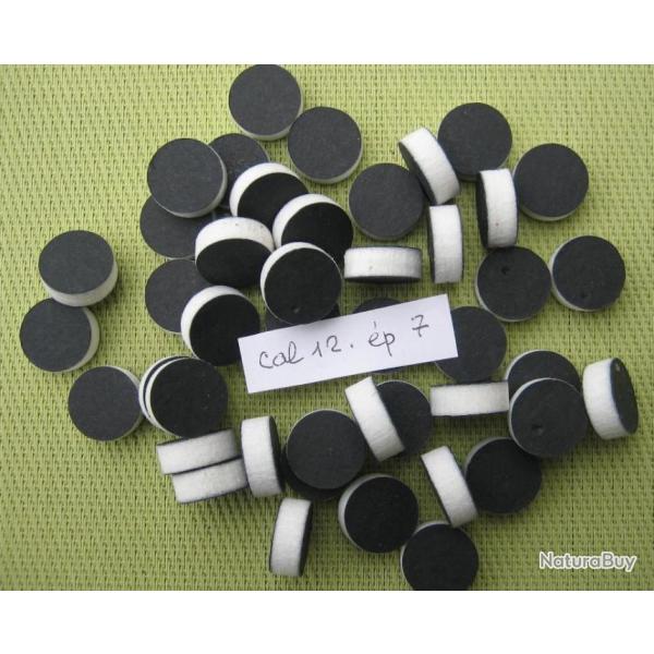 Bourres  1re  qualit  feutre  blanc  non  parafin  cal  12  hauteur  7 mm