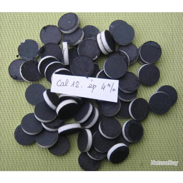 Bourres  1�re  qualit�  feutre  blanc  non  parafin�  cal  12  �paisseur  4 mm