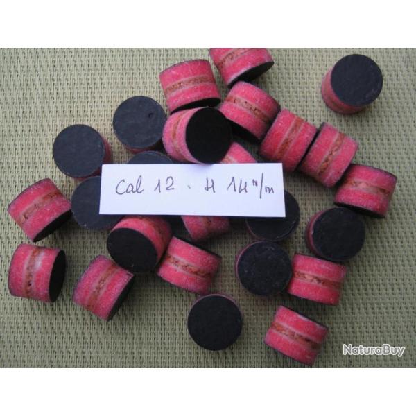 Bourres  1�re  qualit�  2  feutres  rose  et  1  li�ge  cal  12  hauteur  14  mm