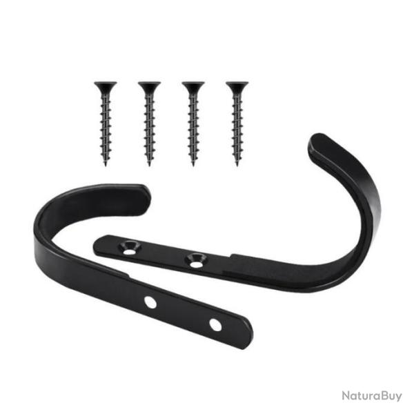 Noir - Ratelier, Support mural, Crochet mural x2 en acier inoxidable avec visserie.