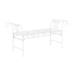Banc de jardin vintage ext&eacute;rieur m&eacute;tal 70 x 147 x 46 cm blanc 03_0006443