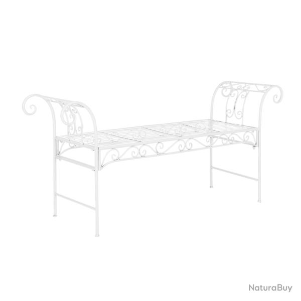 Banc de jardin vintage extrieur mtal 70 x 147 x 46 cm blanc 03_0006443