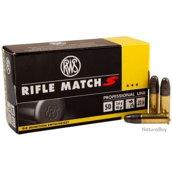 Cartouches RWS RIFLE MATCH S Calibre 22LR - Boite de 50 unit�s