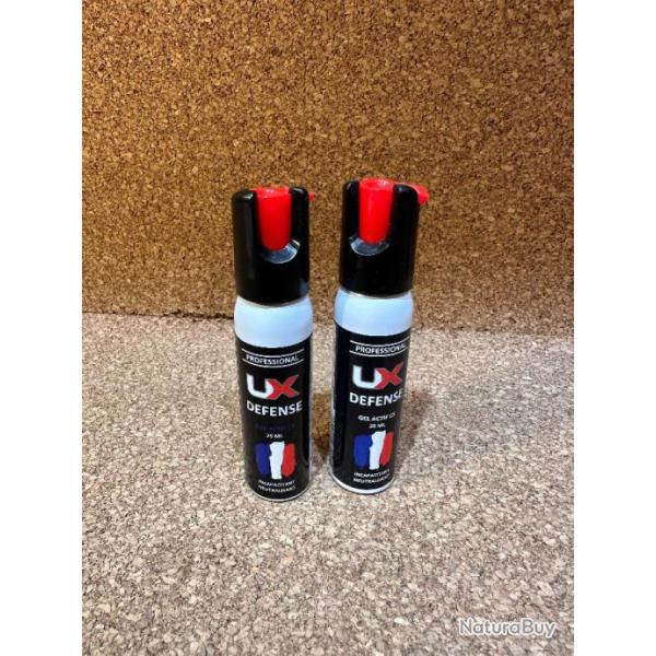 PACK DEFENSE ! 2 BOMBES UX 25ML GAZ + GEL CS CAPOT 1/4 DE TOUR