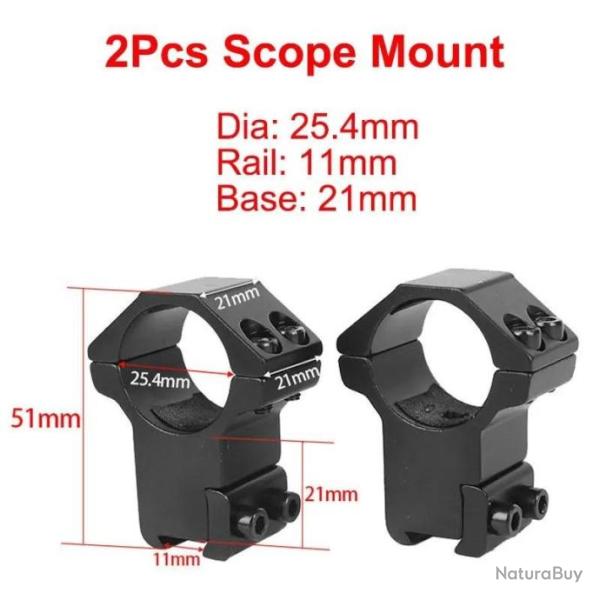 Anneau De Montage Picatinny Tube 25.4MM Rail 11MM - LIVRAISON GRATUITE !!