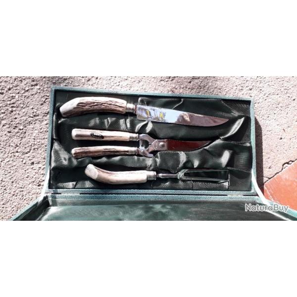 set � d�couper gibier viande volaille avec manche en bois de cerf