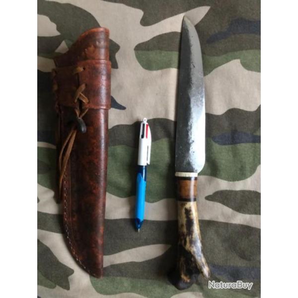 Grand couteau Mountain Man artisanal forg + tui cuir