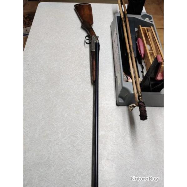 fusil artisanal juxtapos� cal 20  70 � contre platine beau bronzage  int�rieur des canons chrom�s