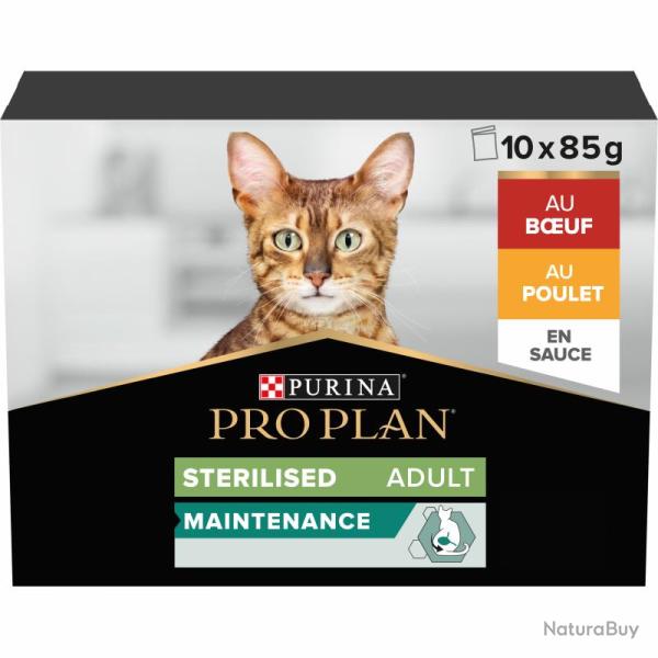 PROPLAN CAT STERILISED SAUCE 5 BOEUF 5 POULET 10X85GR