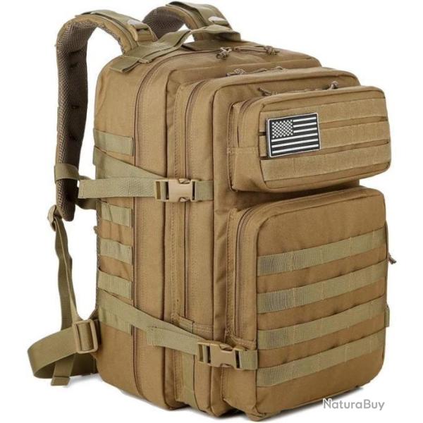 Sac � Dos Militaire Tactique 45L Grande Capacit� Molle �tanche Chasse P�che Randonn�e Escalade Kaki
