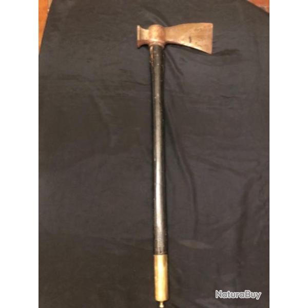 HACHE DE SAPEURS DE LA GARDE IMPERIALE 1er EMPIRE FER EN ACIER MANCHE BOIS