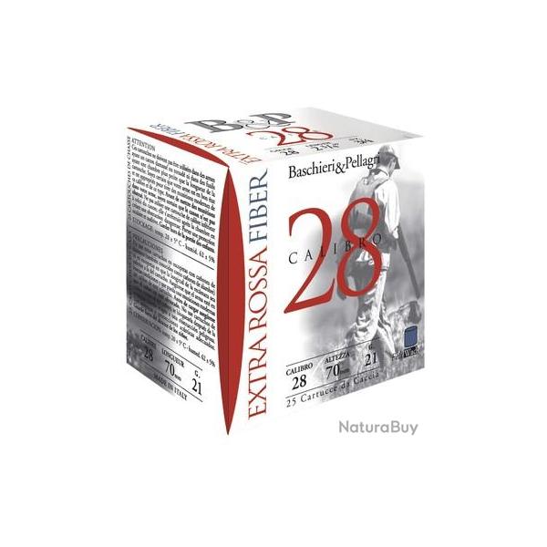Boite de 25 cartouches B&P Extra rossa 28 fiber cal.28/70mm N11 21G