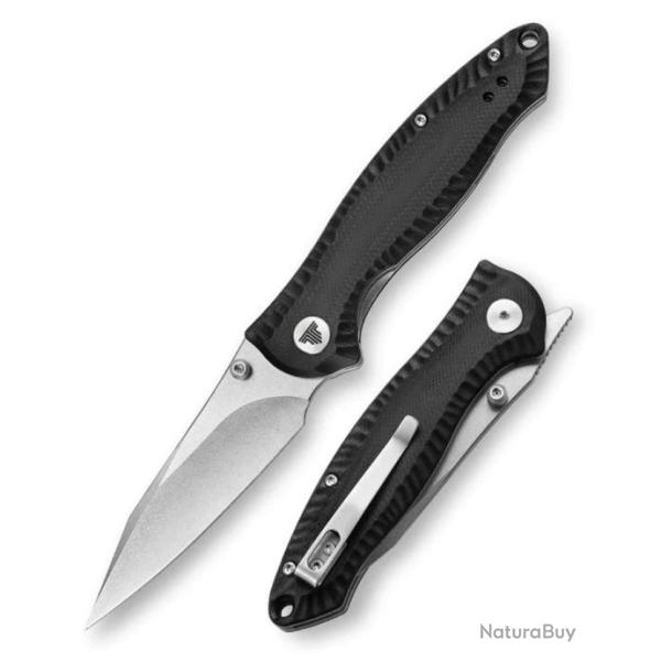 Couteau Trivisa Delphinus Black Manche G10 Lame Acier 14C28N IKBS Linerlock Clip TVTY13BG14