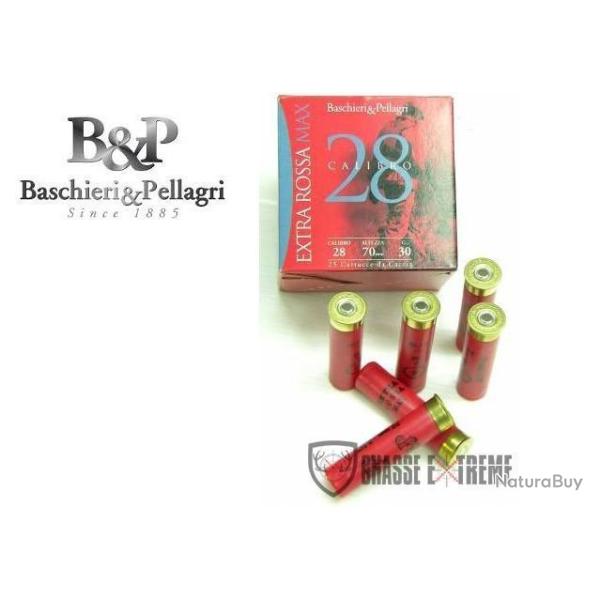 Boite de 25 Cartouches B&P Extra Rossa 28 Max 30G Cal 28/70 Pb N 6