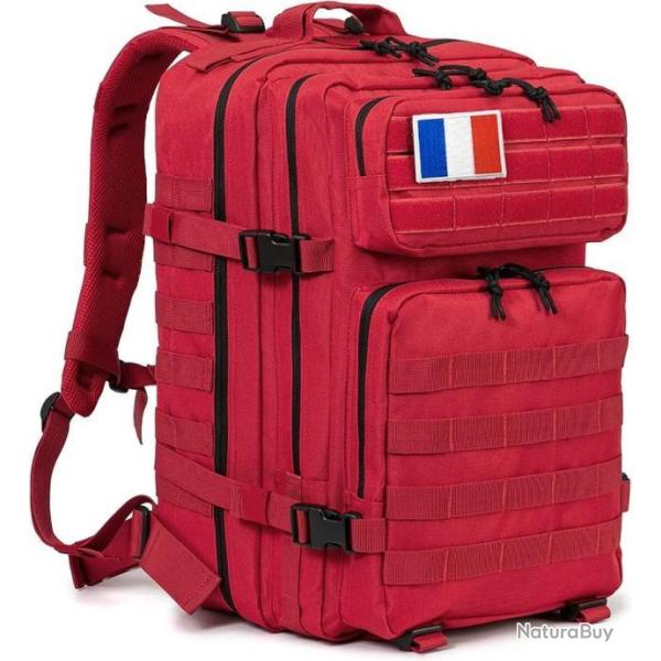 Sac � Dos Militaire Tactique Grande Capacit� 45L Chasse P�che  Trekking Randonn�e Escalade Rouge