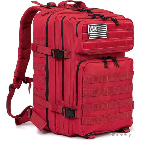Sac � Dos Militaire Tactique Grande Capacit� 45L �tanche Chasse P�che Randonn�e Escalade Rouge