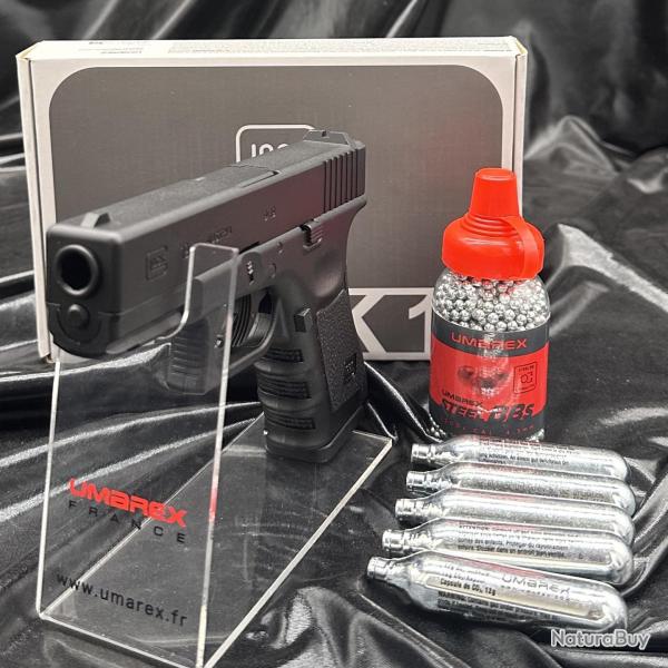 Pack Pr�t � tirer PISTOLET GLOCK 19 - CO2 - Billes acier 4,5MM