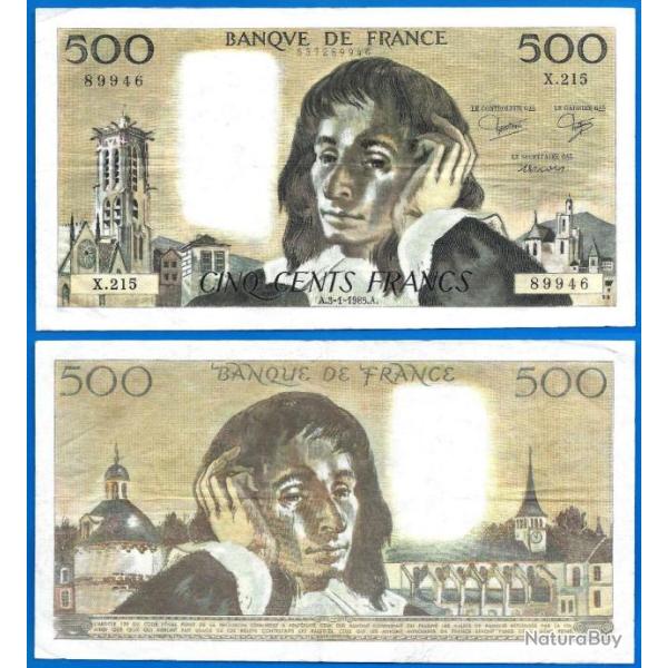 France 500 Francs 1985 Serie X Grand Billet Pascal Franc