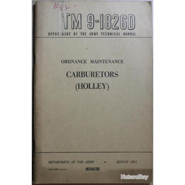 Ordnance Maintenance TM 9-1826D : Carburetors (Holley) de 1951
