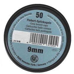 Cartouche &agrave; balle conique - Marque RWS - Calibre 9mm FLOBERT - Boite de 50 cartouches