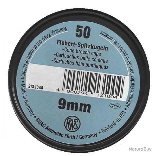 Cartouche � balle conique - Marque RWS - Calibre 9mm FLOBERT - Boite de 50 cartouches
