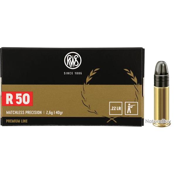 Cartouches RWS R50 Premium Line Calibre 22LR - Boite de 50 unit�s