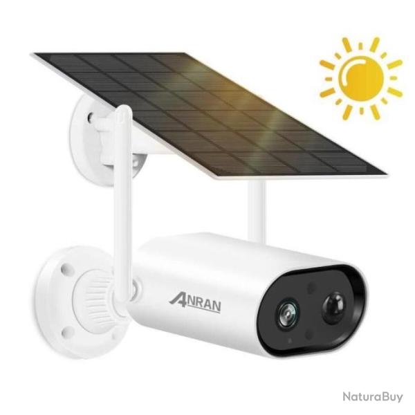 Cam�ra de Surveillance 2K 3MP sans fil ext�rieur � batterie Panneau Solaire Wifi