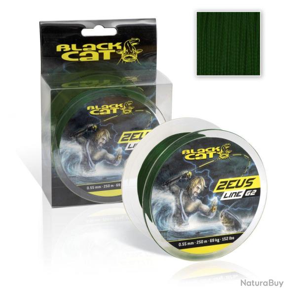 Tresse Black Cat Zeus Linge G2 Vert 250m 250m 0,55mm 69kg Vert