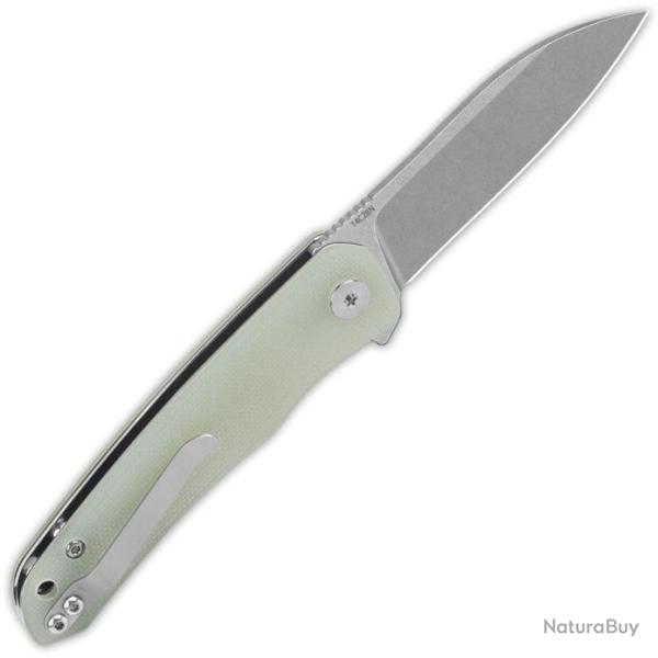 Couteau QSP Otter Jade Manche G10 Lame Acier 14C28N SW IKBS Linerlock Clip QS140D1