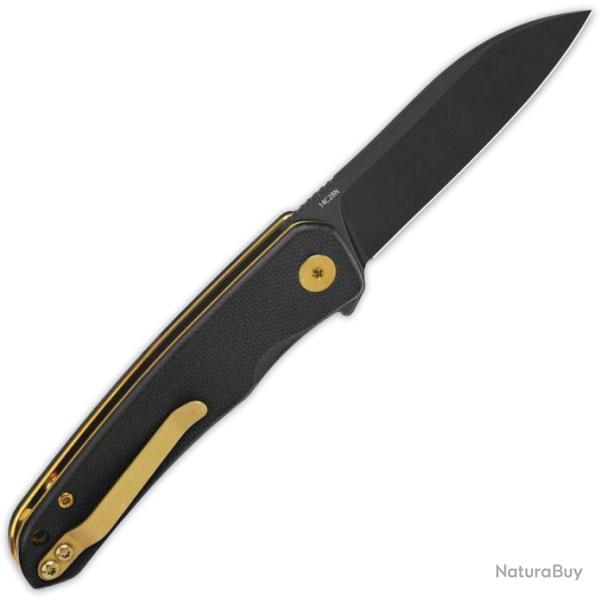 Couteau QSP Otter Black Manche G10 Lame Acier 14C28N BLK IKBS Linerlock Clip QS140C2