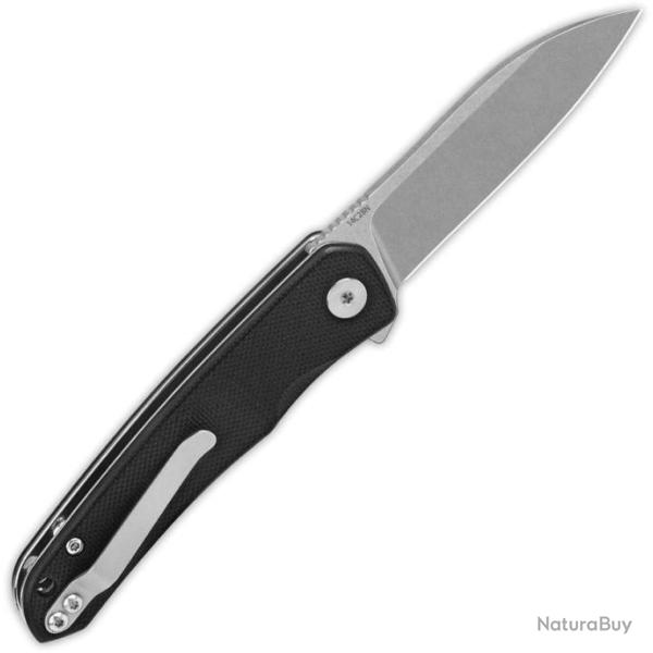 Couteau QSP Otter Black Manche G10 Lame Acier 14C28N SW IKBS Linerlock Clip QS140C1