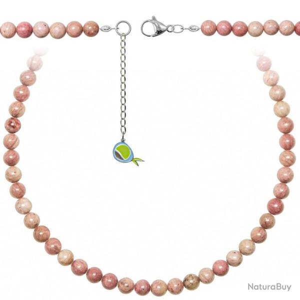 Collier en rhodonite - Perles rondes 6 mm - 38 cm