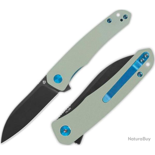 Couteau QSP Otter Jade Manche G10 Lame Acier 14C28N BLK IKBS Linerlock Clip QS140D2