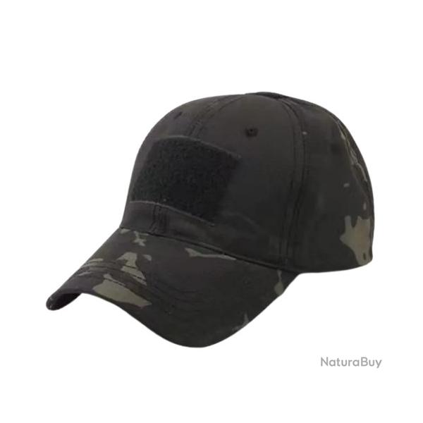 Casquette Treillis Noire velcro en fa�ade