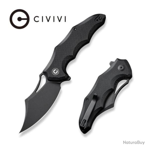 Couteau CIVIVI Chiro Black Manche G10 Lame Acier 14C28N Blk Clip Point IKBS Linerlock CIVC230461